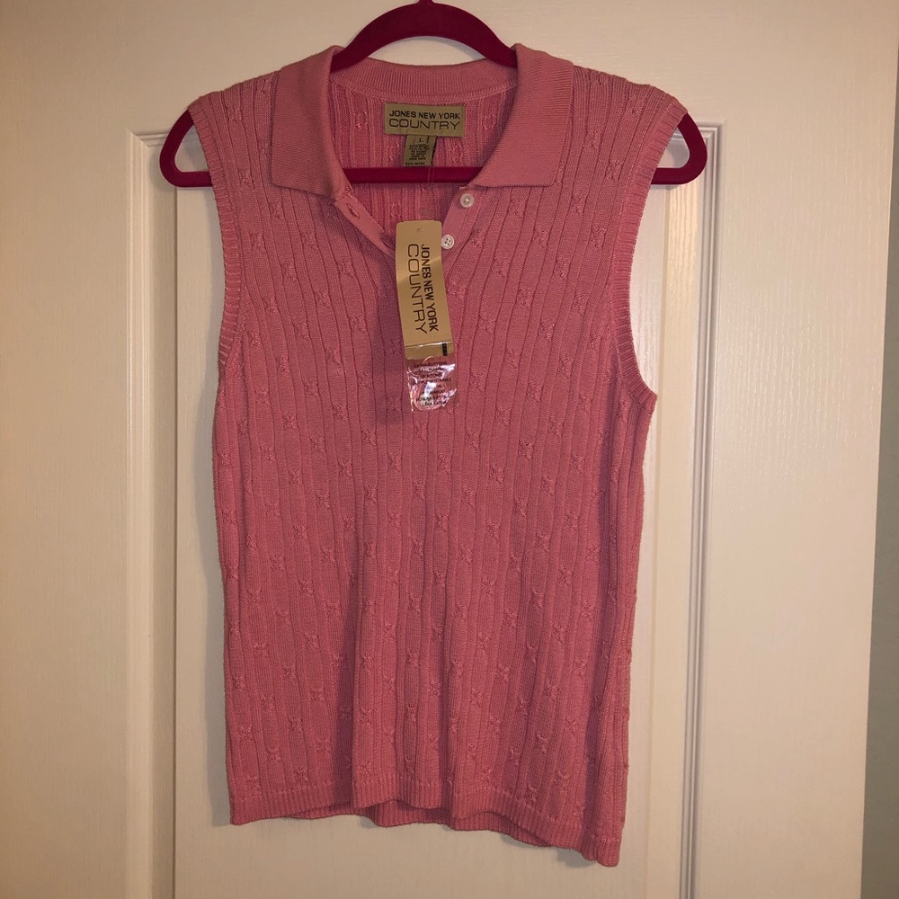 NWT Jones New York sleeveless sweater polo l large